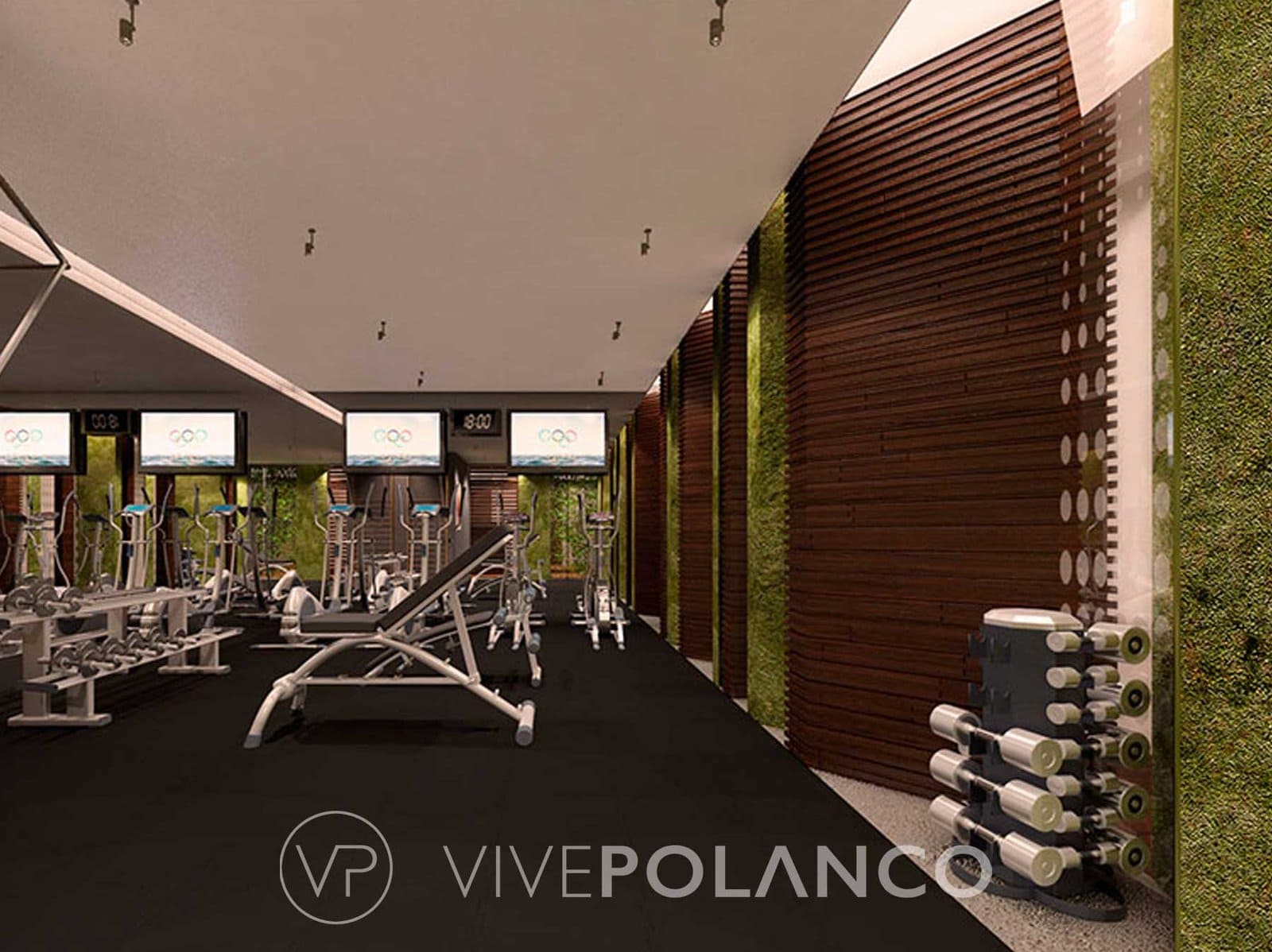 Gimnasio equipado con máquinas de ejercicio cardiovascular en zona Polanco CDMX