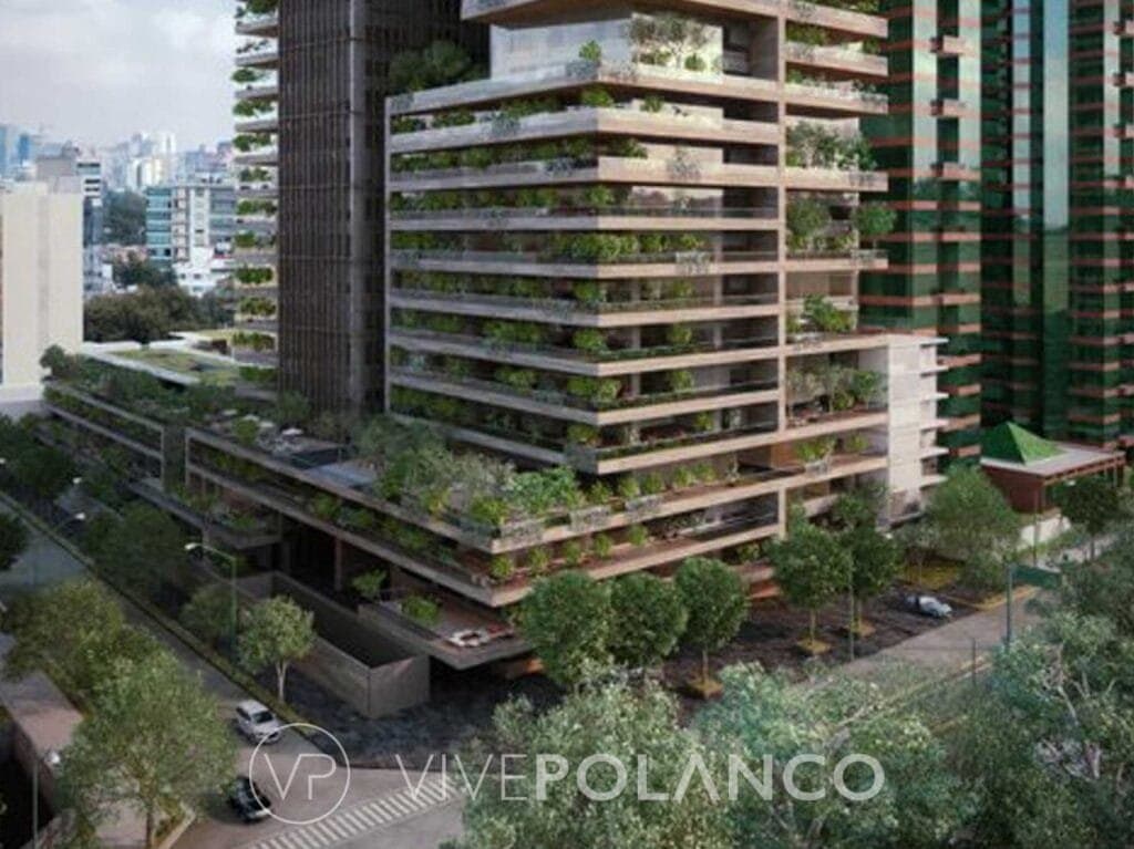 Complejo residencial Ruben Dario 225 con arquitectura sustentable y jardines verticales en Polanco