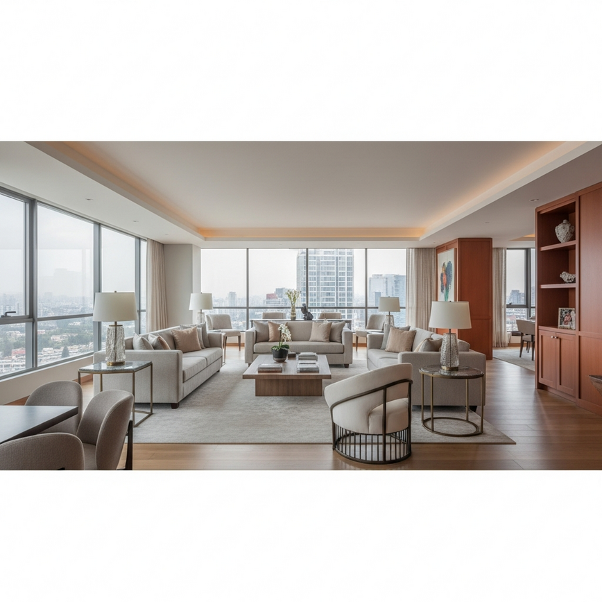 Illustrates the high-end amenities and luxurious interiors of Polanco apartments, emphasizing the investment appeal and lifestyle benefits.