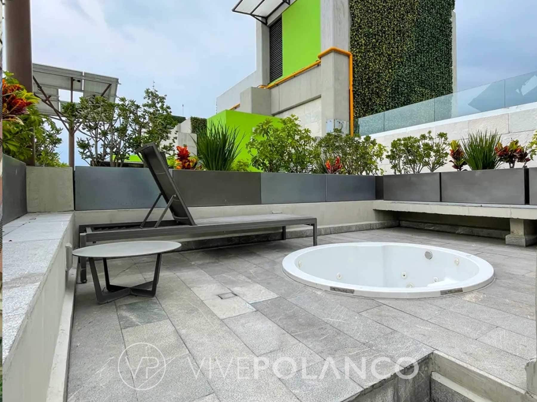 Amenidades en azotea de un desarrollo residencial en Polanco