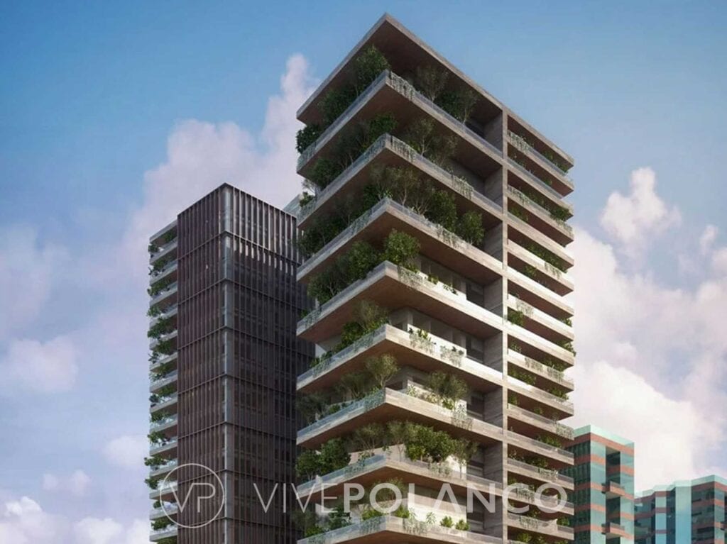 Fachada del edificio Rubén Darío 225 en Polanco, diseño de Sordo Madaleno Arquitectos