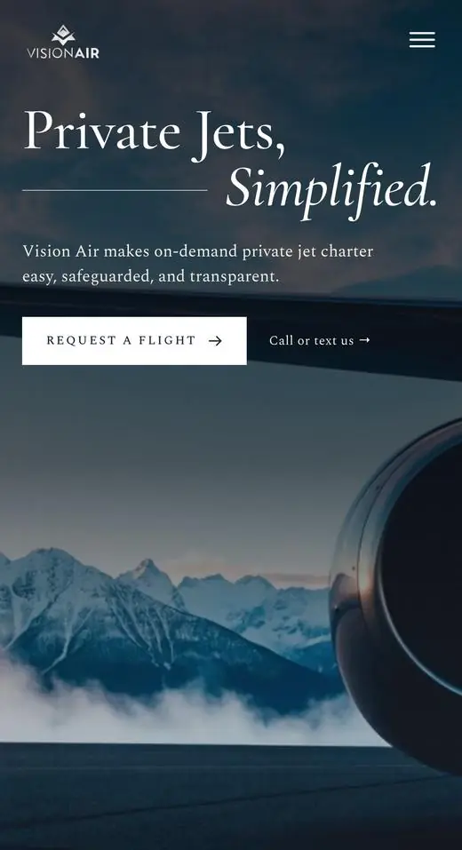 Sitio de Vision Air en celular