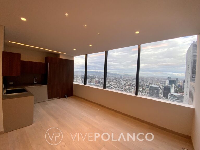 Sala y cocina de la Residencia 5203 con vista a la ciudad, The Ritz-Carlton Residences, Mexico City